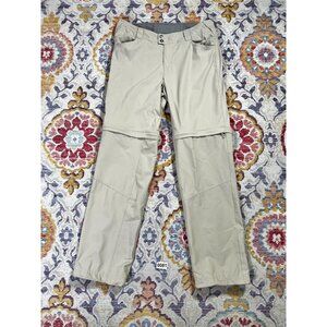 Columbia Pants Womens Convertible Hiking Sz 12 Khaki Zip Solid Water Resistant